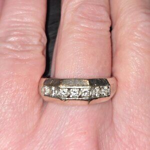 Men's 14 Carat White Gold and Diamond Wedding Band